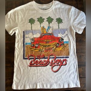 The Beach Boys Graphic Band Tee- White with Red Car Design | Unisex Size Small
